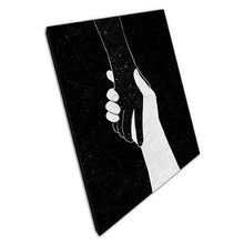 Load image into Gallery viewer, Cosmic Friendship Hand-Holding Canvas Print: Galaxy Wall Art for Home &amp; Office Decor - Print Store
