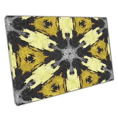 Abstract Geometric Mosaic Wall Art Print - Black  Yellow Kaleidoscope Canvas Decor for Home  Office - Print Store