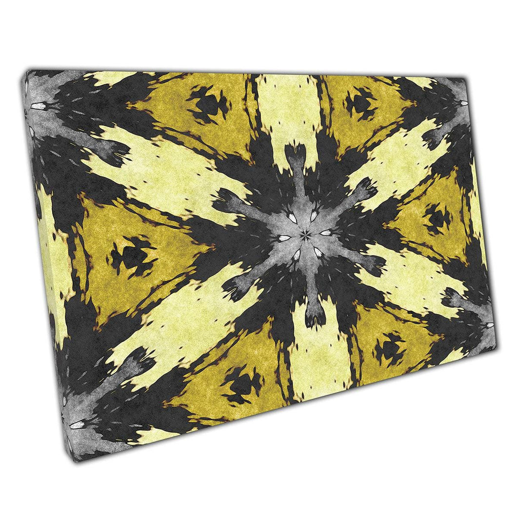 Abstract Geometric Mosaic Wall Art Print - Black  Yellow Kaleidoscope Canvas Decor for Home  Office - Print Store
