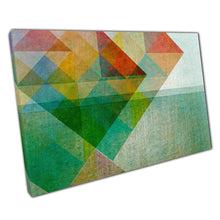 Load image into Gallery viewer, Angular Geometric Canvas Art Print - Green  Orange Abstract Pattern for Home or Office Decor - Print Store
