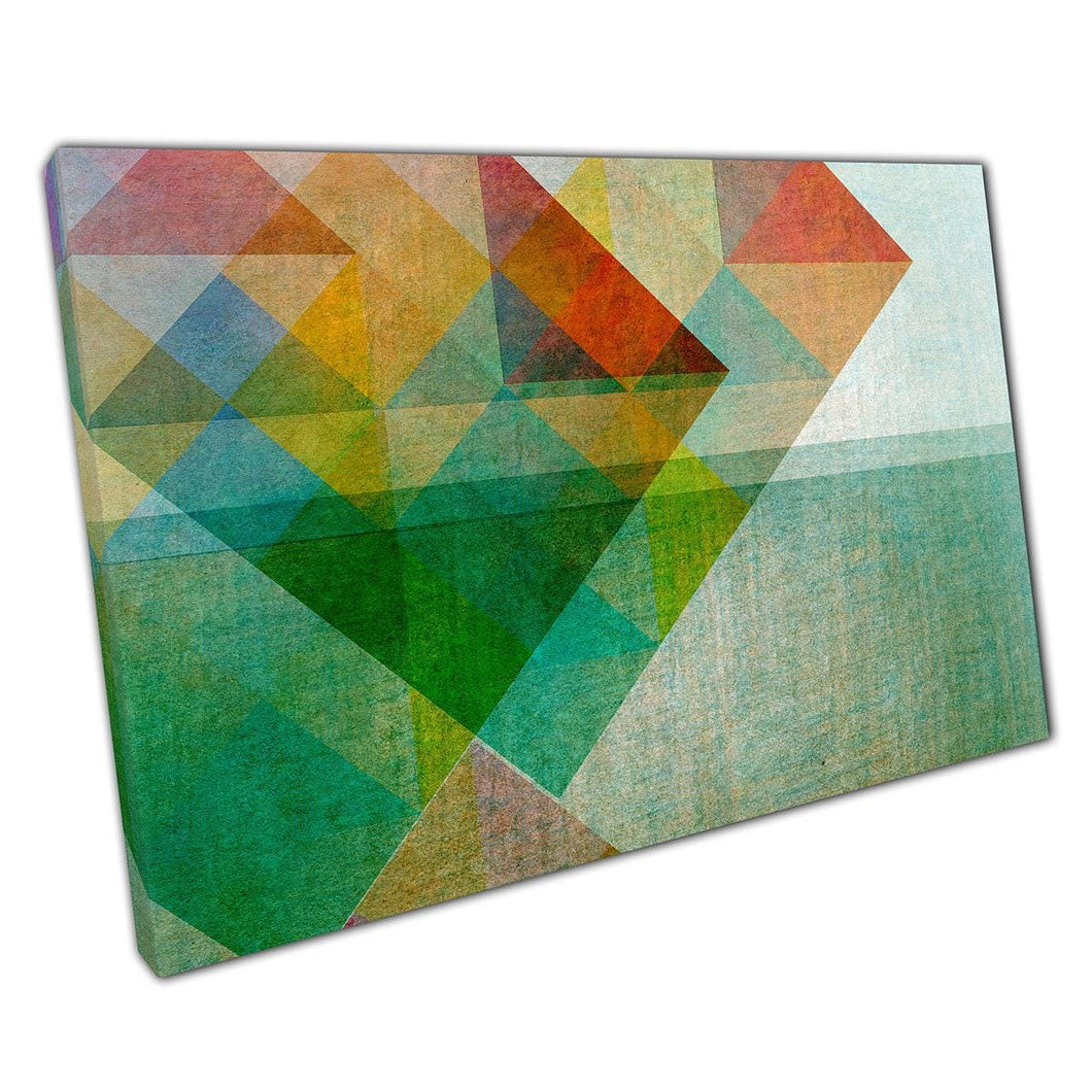 Angular Geometric Canvas Art Print - Green  Orange Abstract Pattern for Home or Office Decor - Print Store
