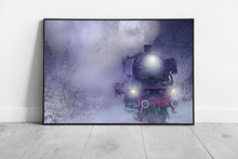 Load image into Gallery viewer, Winter Train Wall Art - Framed Print of a Train Approaching the Mist - Print Store
