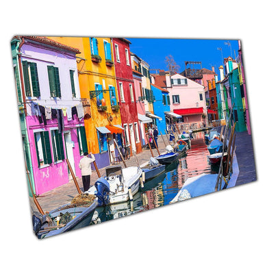 Burano Venice Colorful Houses Print - Italian Fishing Village Canvas Wall Art for Home & Office Decor - Print Store