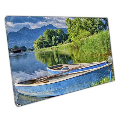Canvas Print Two Blue Rowing Boats on Lake Wall Art for Home  Office Decor - Print Store