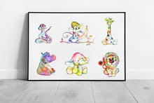 Load image into Gallery viewer, Watercolour Kids Characters Wall Art  Ready to Hang Framed Print - Print Store
