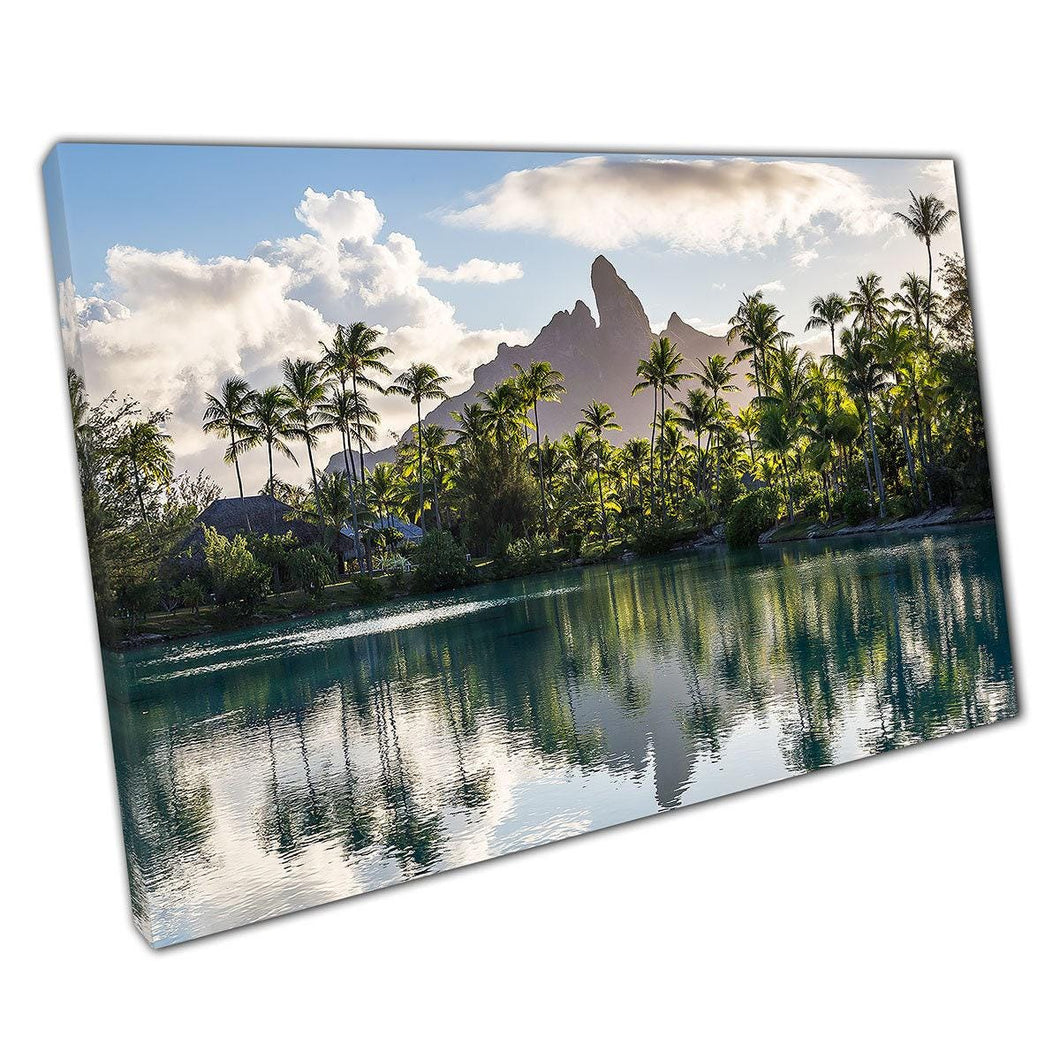 Blue Lagoon Canvas: Bora Bora & Huahine Mountain View Wall Art for Home Office Decor - Print Store