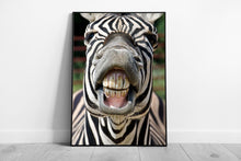 Load image into Gallery viewer, Zebra Wall Art Print - Funny Smiling Face Animal Photography Framed Picture - Print Store
