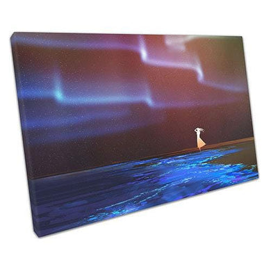 Coastal Beach Girl Canvas: Luminous Sea Landscape Wall Art for Home & Office - Ready to Hang - Print Store