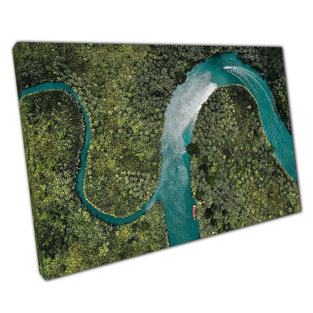 Aerial Drone Canvas: Bohol Philippines Forest River Landscape - Home & Office Wall Art Decor - Print Store