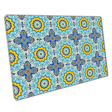 Abstract Blue Yellow Mosaic Canvas Wall Art Print for Home  Office Decor - Print Store