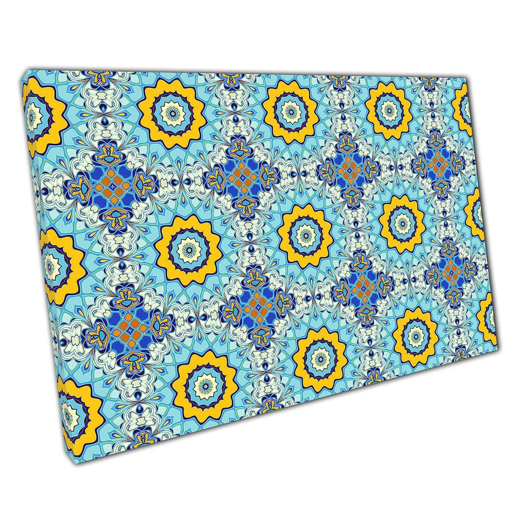 Abstract Blue Yellow Mosaic Canvas Wall Art Print for Home  Office Decor - Print Store