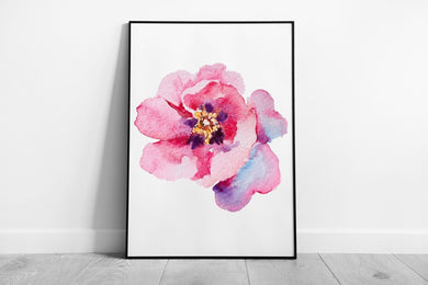 Watercolor Peony Painting - Elegant Framed Textured Floral Wall Art Print - Print Store