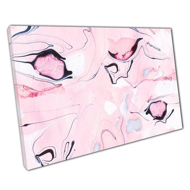 Abstract Marbling Canvas Print: Pastel Pink, Black & White Flowing Design for Home and Office Decor - Print Store