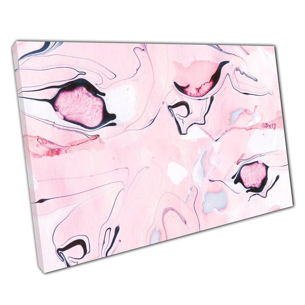 Abstract Marbling Canvas Print: Pastel Pink, Black & White Flowing Design for Home and Office Decor - Print Store