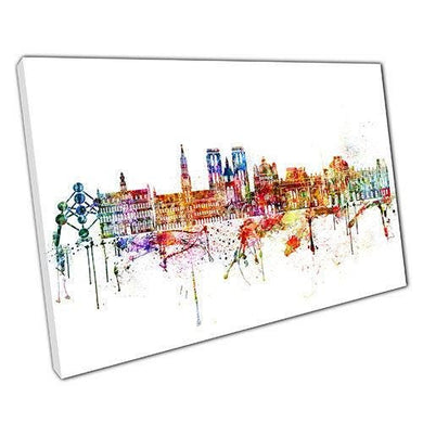 Brussels Skyline Canvas Wall Art  Colourful Landmarks for Home  Office Decor - Print Store