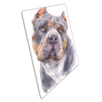 Brown Black Pitbull Watercolor Canvas Art Print for Home Office Decor - Print Store