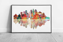 Load image into Gallery viewer, Watercolor Japan Skyline Wall Art Print Framed Landmark Decor - Print Store
