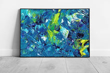 Load image into Gallery viewer, Abstract Blue Green Textured Art Print  Ready to Hang Framed Wall Decor - Print Store
