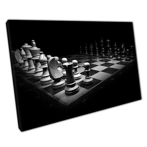 Black  White Chessboard Canvas Print - Ready to Hang Wall Art for Home Office Decor - Print Store