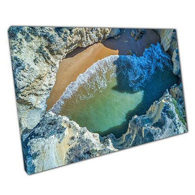 Aerial Beach Canvas: Portugal's Hidden Coastal Gem - Ready to Hang Wall Art for Home & Office - Print Store