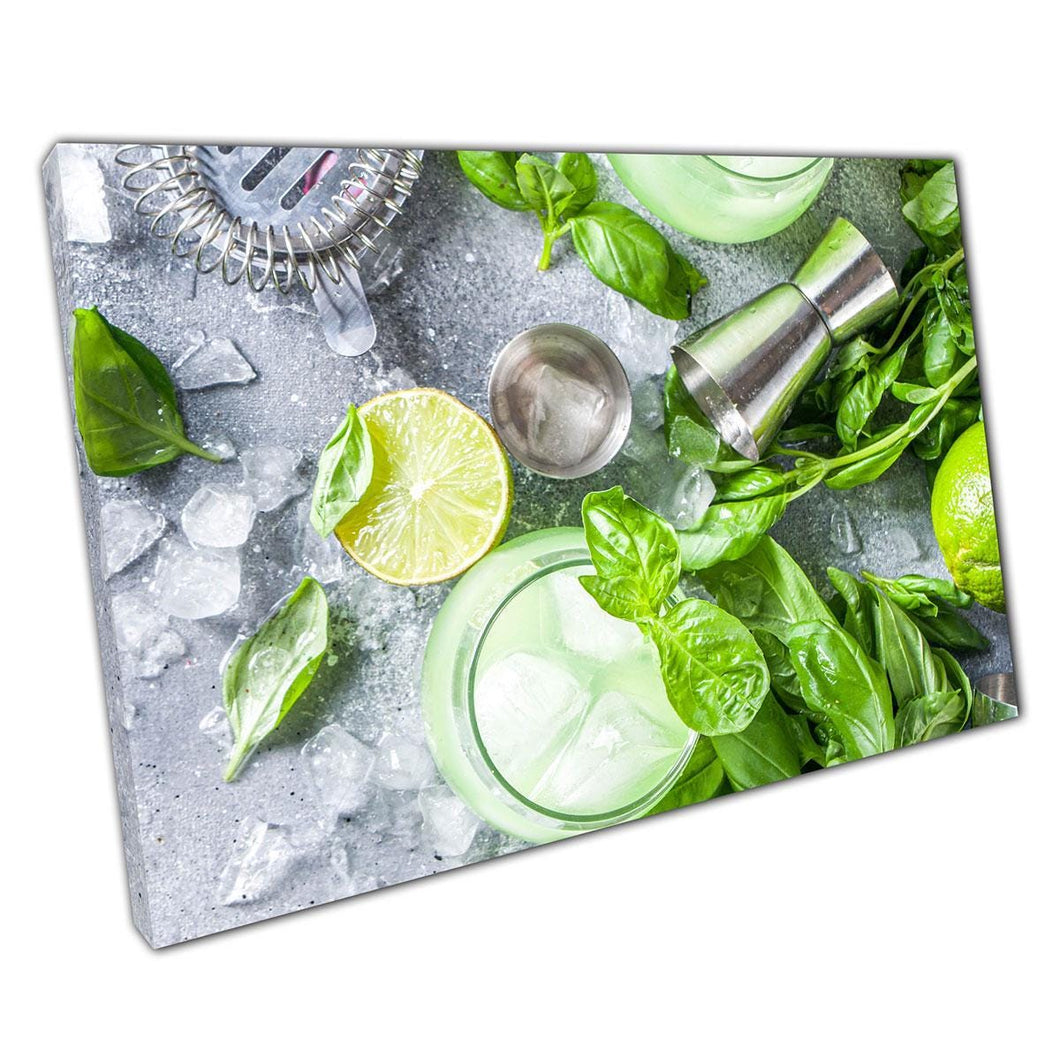 Basil  Lime Gin Cocktail Wall Art Print for Home Office Decor - Print Store