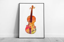 Load image into Gallery viewer, Vibrant Violin Ink Sketch: Framed Musical Instrument Wall Art Print for Decor Enthusiasts - Print Store
