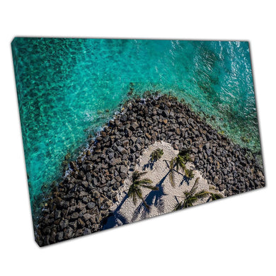 Aerial Seascape Canvas Print - Turquoise Ocean  Rocky Beach Wall Art for Home or Office Decor - Print Store