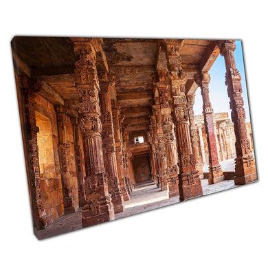 Ashoka Pillar Canvas Art: Quwwat-ul-Islam Mosque Delhi Historical Print for Home & Office Decor - Print Store