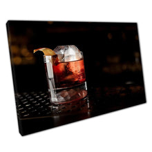 Load image into Gallery viewer, Boulevardier Cocktail Art Print  Orange Zest Whisky Canvas  Home Office Decor - Print Store
