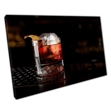 Boulevardier Cocktail Art Print  Orange Zest Whisky Canvas  Home Office Decor - Print Store