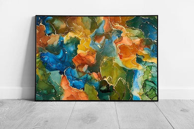 Abstract Alcohol Ink Art Print - Earthy Tones Framed Wall Decor - Print Store