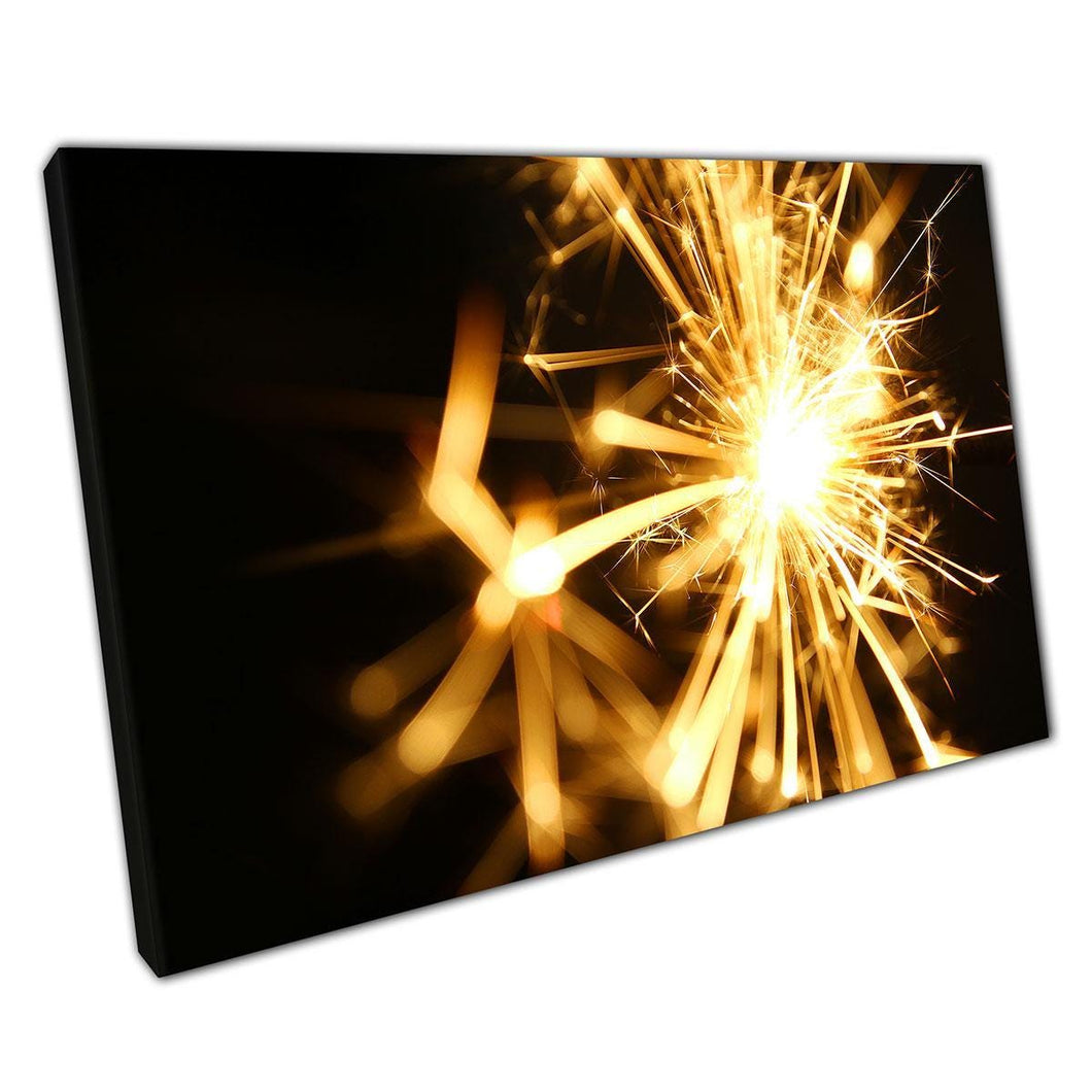 Abstract Firework Sparkler Wall Art Print  Bursting Golden Sparks Canvas Decor for Home  Office - Print Store