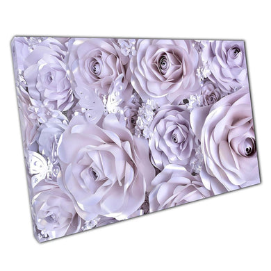 Blooming Roses Wall Art Print on Canvas - White Purple Floral Decor for Home  Office - Print Store