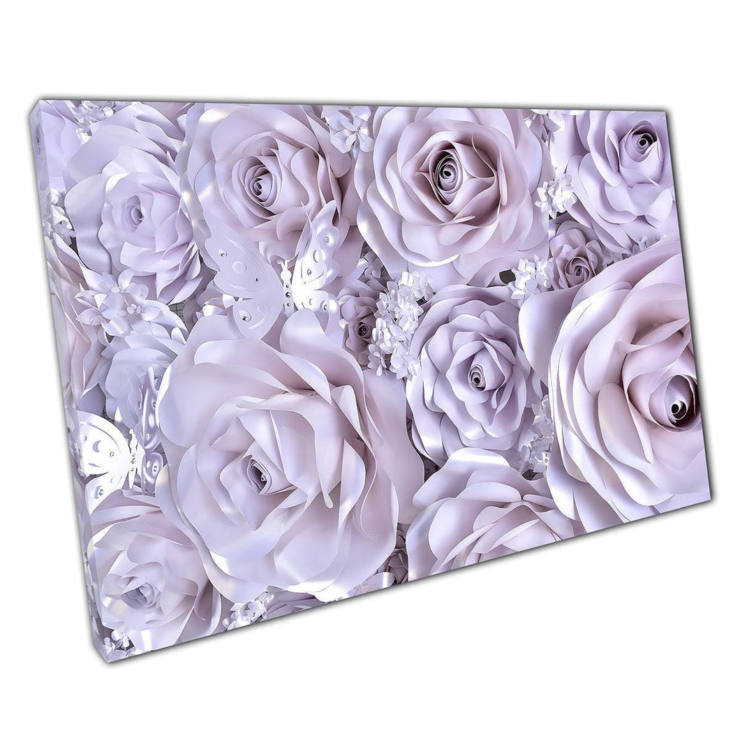 Blooming Roses Wall Art Print on Canvas - White Purple Floral Decor for Home  Office - Print Store