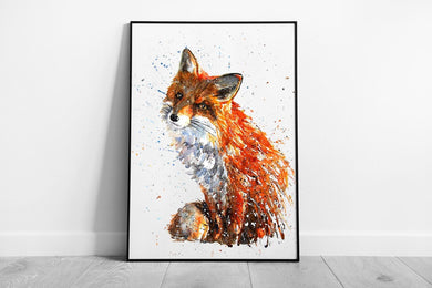 Abstract Fox Paint Splatter Wall Art Print - Framed Contemporary Wildlife Picture for Home Decor - Print Store