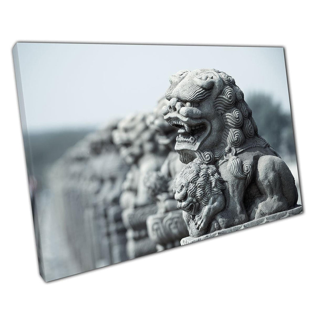 Ancient Stone Lion Bridge Wall Art Print on Canvas for Home  Office Décor - Print Store