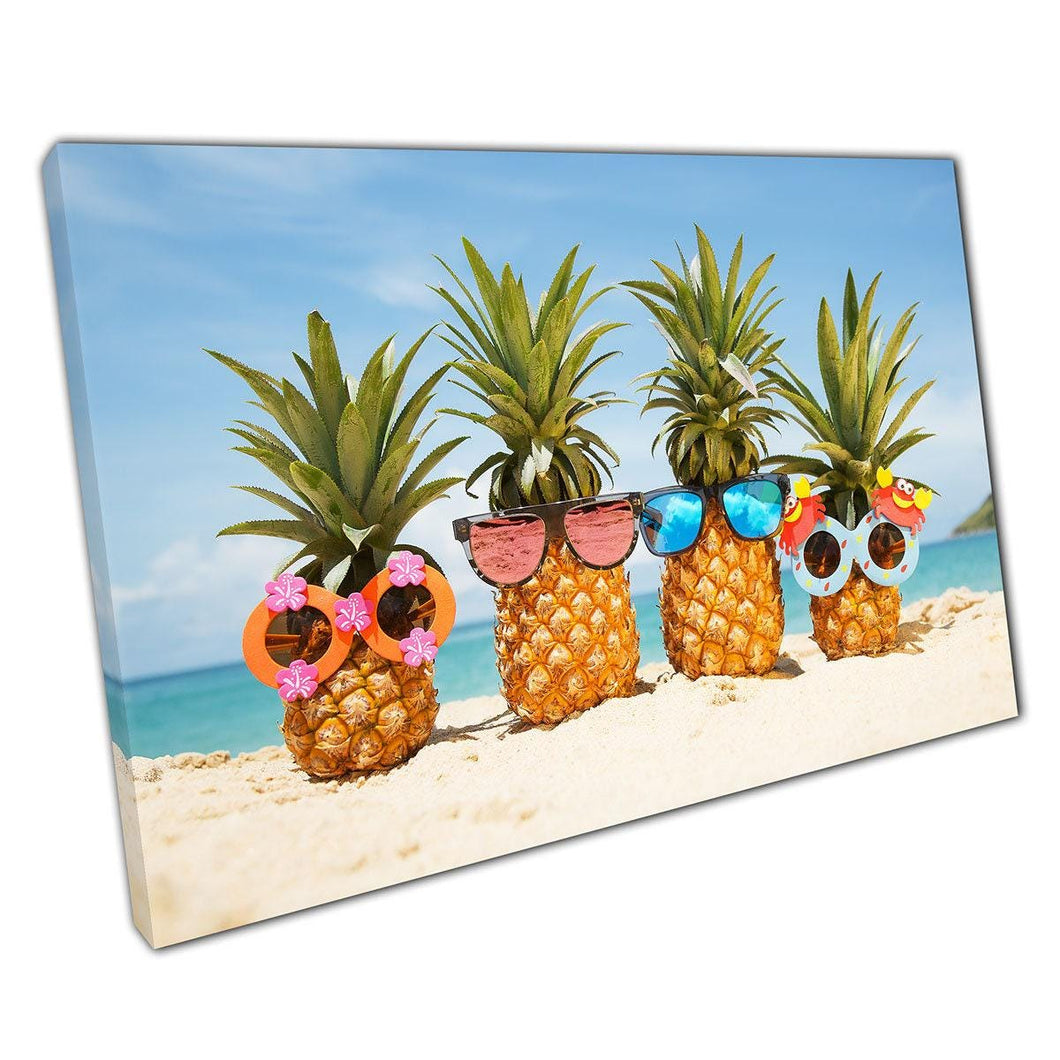Funny Pineapples in Sunglasses Canvas Wall Art for Tropical Summer Home Office Decor - Print Store