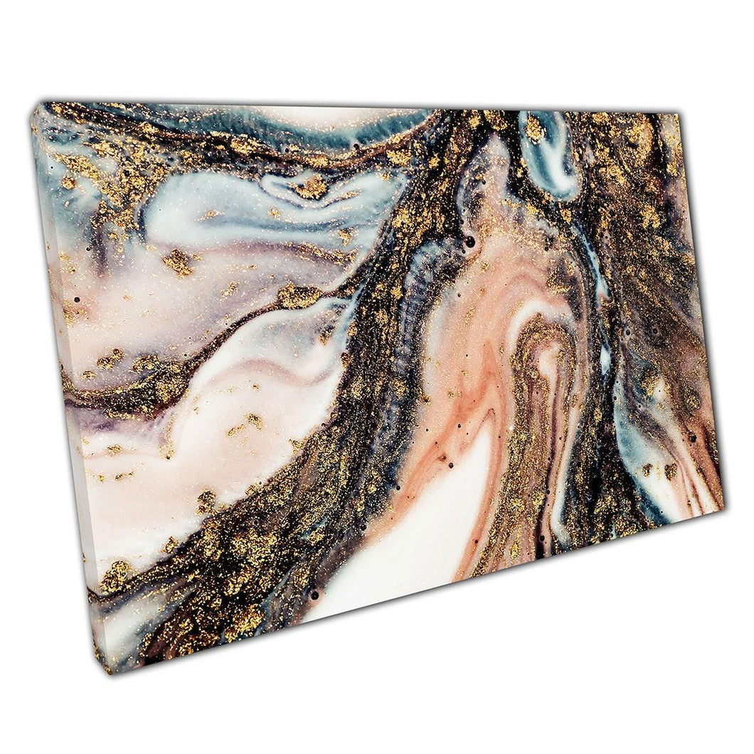 Abstract Marbling Art Print on Canvas  Earth Tones  Golds  Home Office Décor - Print Store