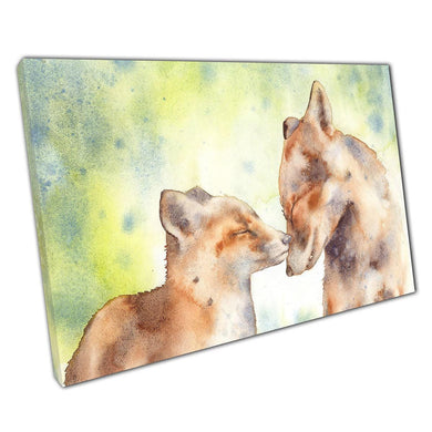 Adorable Fox Family Watercolor Canvas Print: Whimsical Wildlife Wall Art for Home, Office, Nursery Decor - Print Store