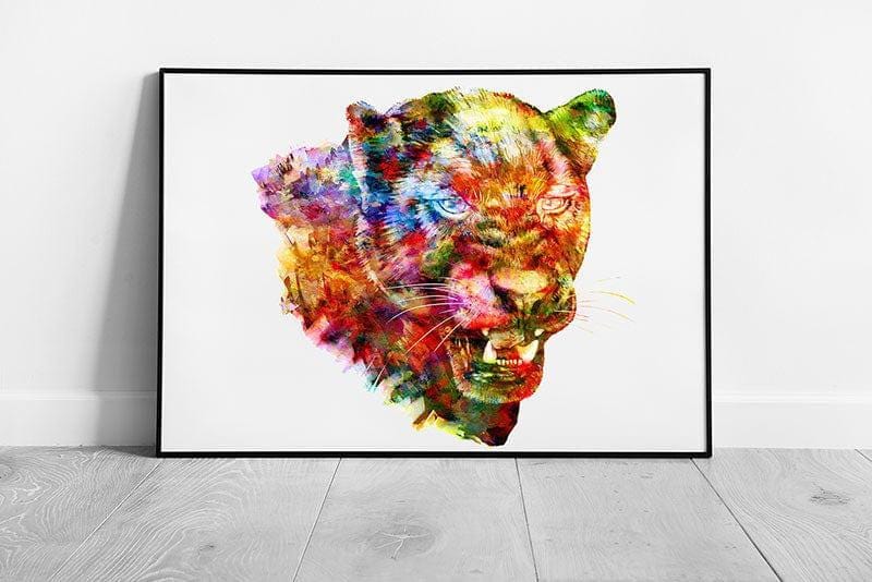 Watercolour Panther Wall Art Print  Framed Ready to Hang Decor - Print Store