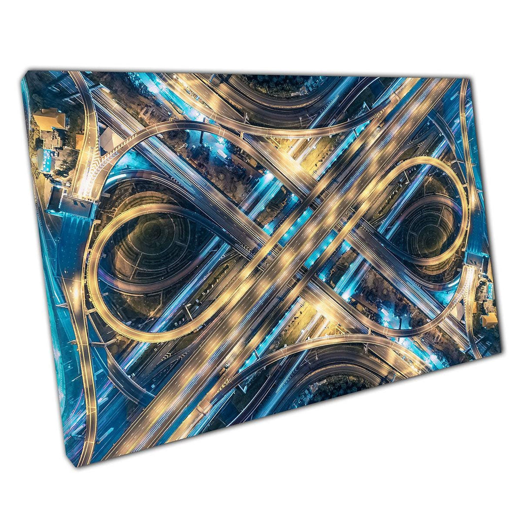 Aerial View Canvas Print of Thailands Illuminated Traffic System  Stunning Wall Art for Home  Office Decor - Print Store