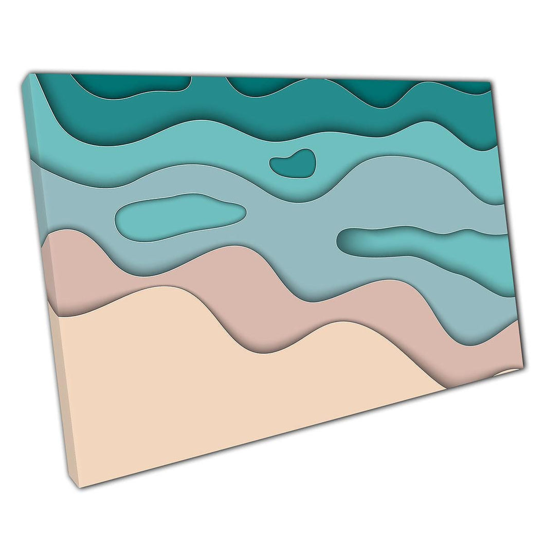 Abstract Beach Seascape Paper Cut Wall Art Print: Modern Home Decor for Coastal Living Spaces - Print Store