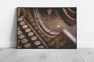 Vintage Typewriter Wall Art: Framed Antique Print on Aged Paper, Ready to Hang Home Decor - Print Store