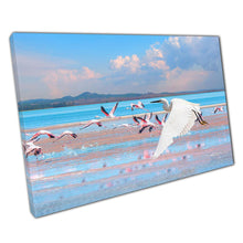 Load image into Gallery viewer, Birds Over Vibrant Blue Lake Izmir Turkey Canvas Wall Art Print for Home or Office Decor - Print Store
