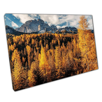 Alpine Highlands Autumn Canvas: Dolomites Italy Woodland Wall Art Print for Home & Office Decor - Print Store