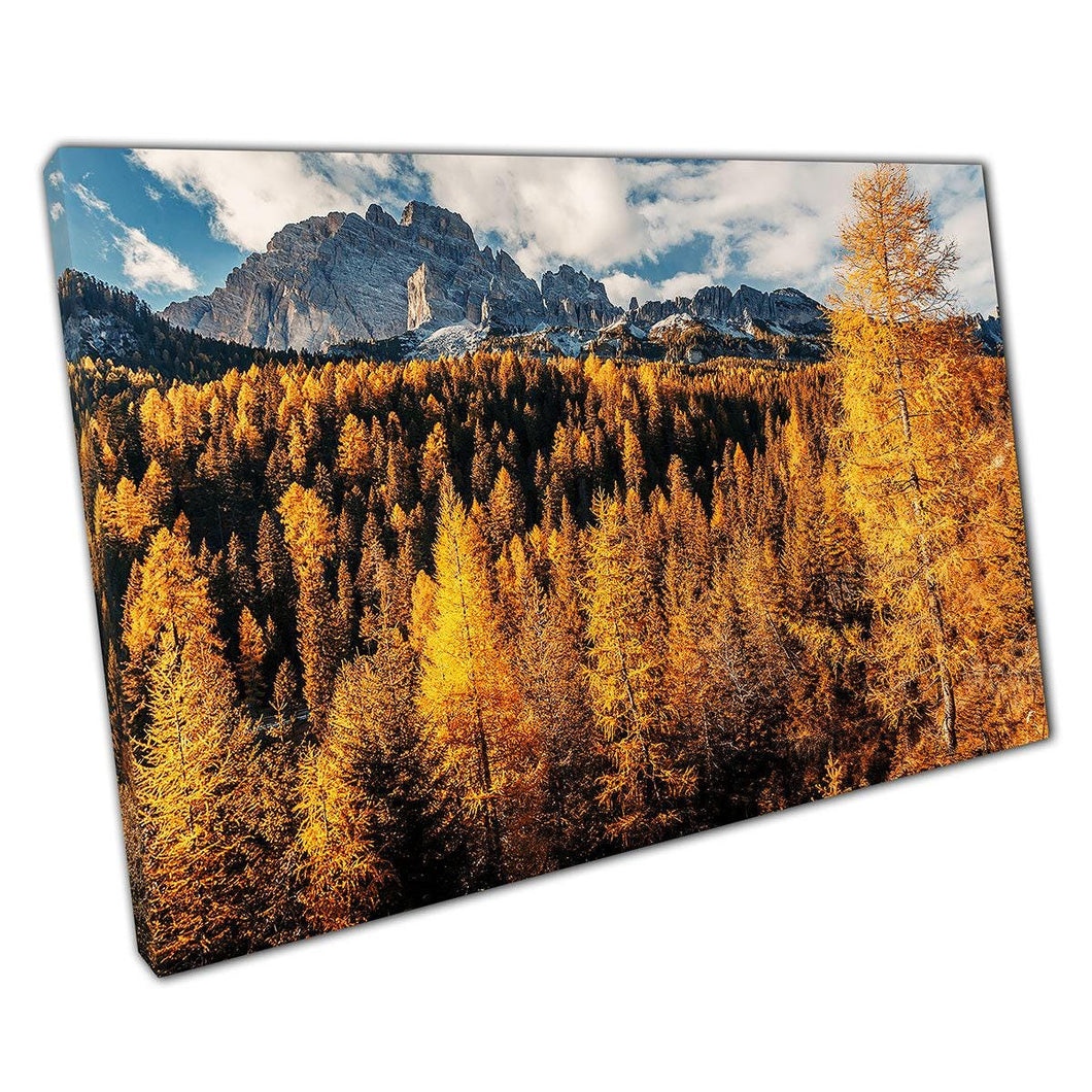 Alpine Highlands Autumn Canvas: Dolomites Italy Woodland Wall Art Print for Home & Office Decor - Print Store