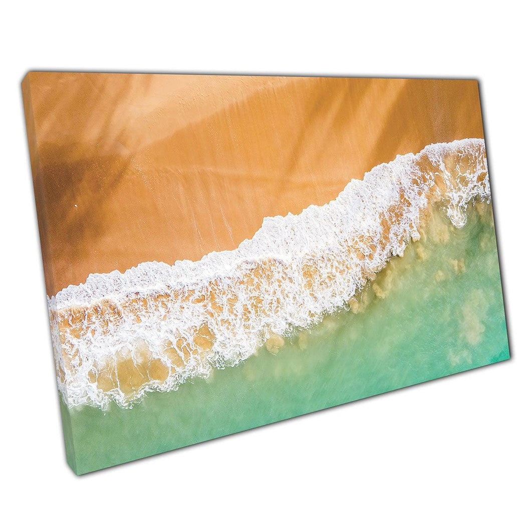 Aerial Tropical Seascape Canvas: Turquoise Ocean & Sandy Beach Paradise - Home Office Wall Decor - Print Store