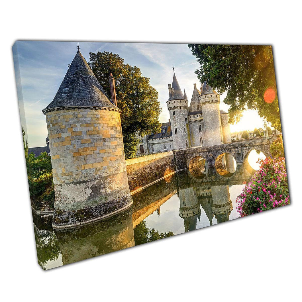 Chateau de Sully-sur-Loire Sunset Canvas: Loire Valley French Castle Landmark Wall Art Decor - Print Store