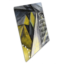 Load image into Gallery viewer, Abstract Tower of Pisa Wall Art Print on Canvas - Angular Monochrome  Yellow Textured Style Decor for Home Office - Print Store
